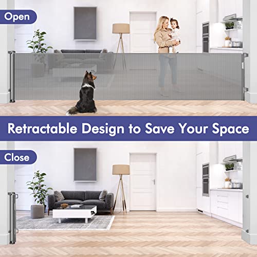 145 Inch Extra Wide Retractable Baby Gate for Large Openings Long Baby