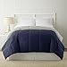 Modern Threads Down Alternative Microfiber Quilted Reversible Comforter & Duvet Insert - Soft, Comfortable Alternative to Goose Down - Bedding for All Seasons Eclipse/Silver Full/Queen
