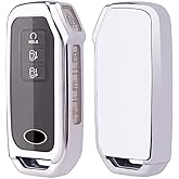 Key Fob Cover Case Fit for 2022 Kia EV6 Soft TPU Keyless Entry Remote Holder Skin Protector (Silver)