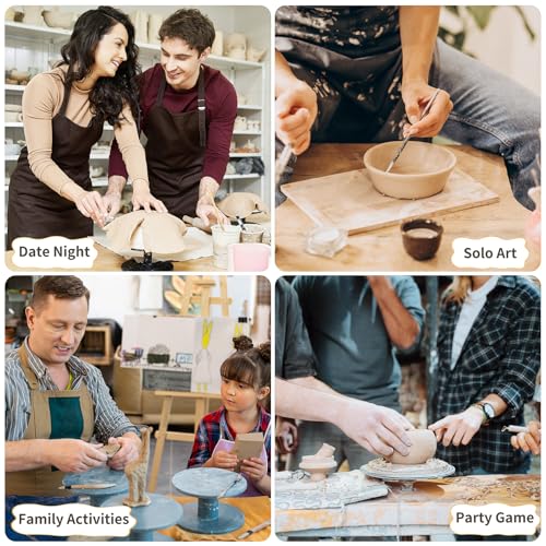 JelyArt Adult Pottery Self-Hardening Clay Ceramic Kit for Beginners with Acrylic Paints, Stamps and Tools Clay Pottery No Bake for Beginners