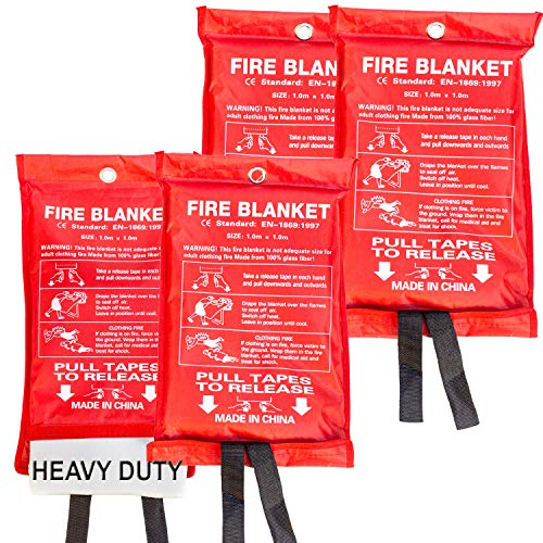 FITWICK Fire Blanket Fire Suppression Blanket For Home 4 PACK, Heavy