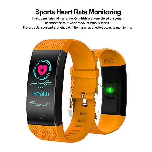 RONGT Waterproof Fitness Tracker with HD Colorful Screen, Fitness Activity Tracker Bands Bracelet for Kids Girls Men Women, Sports Swimming Gym Slim cycling Smart fitness tracker watch (orange)