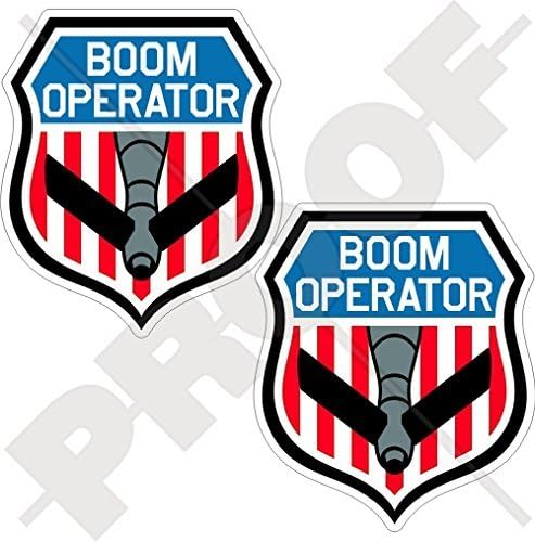 BOOM OPERATOR Shield USAF KC-135 Stratotanker, KC-10 Extender, KC-767, KC-46 Pegasus Refueling Tanker Aircraft USA American 3" (75mm) Vinyl Stickers Decals x2