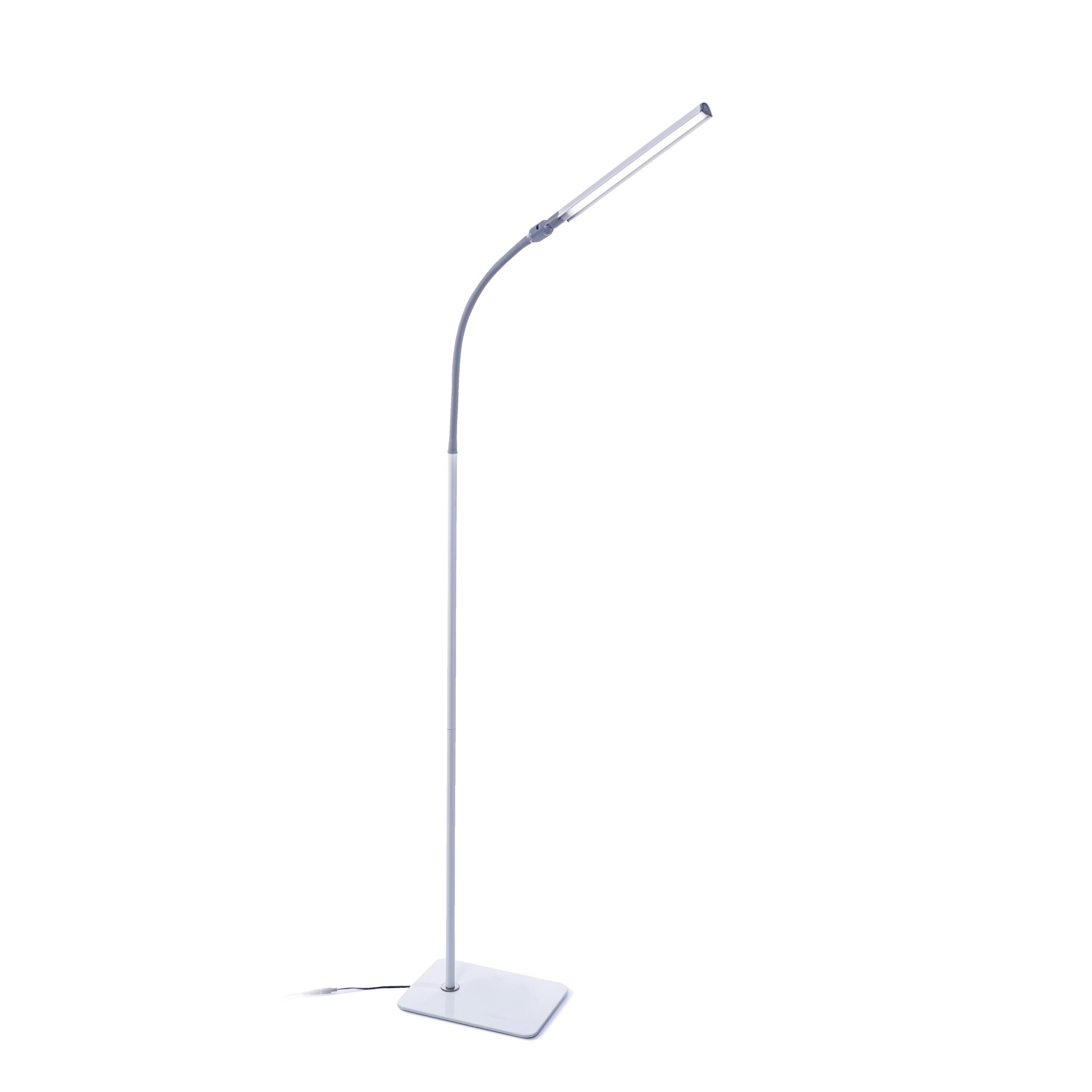 Daylight UnoPro Floor - New LED Lamp - 6,000K, 1,145 Lux at 30cm, 4 Brightness Levels, Flexible Arm, Energy Efficient, White