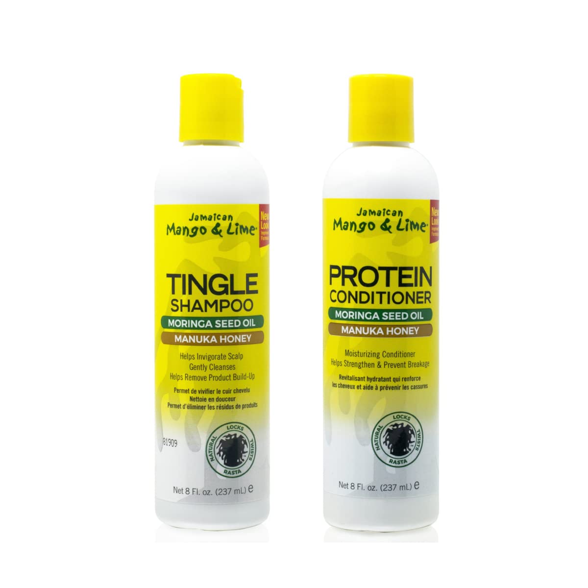 Jamaican Mango and Lime Tingle Shampoo and Protein Conditioner Twin Pack (2x237ml) - Tea Tree extracts, Manuka Honey and Moringa Seed Oil. NO PARABENS. NO SULPHATES. NO PETROLATUM.