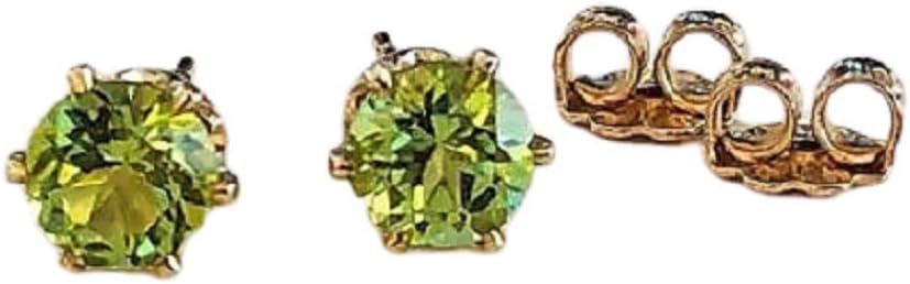 Green Peridot Gemstone Stud Earrings - 14K Gold- Filled - Jewelry Gift For Women