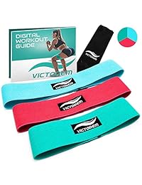 Victorem Booty - Bandas de ejercicios de resistencia para la cadera   Piernas y botones de ejercicios con bucle para ejercicios de fitness   Activa los glúteos y muslos   gruesa, ancha, de tela, para levantamiento de botas de entrenamiento para mujer