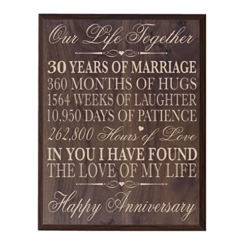 LifeSong Milestones 30th Anniversary Gift ideas for him her Couple parents, Custom Made 30 year Anniversary Gifts ideas Wall Plaque 12