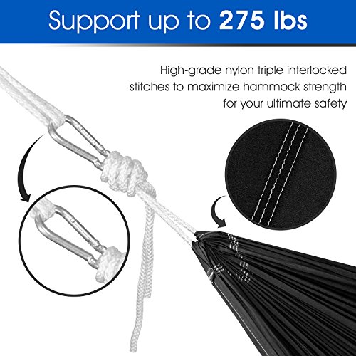 Yes4All Lightweight Camping Hammock with Carry Bag Multi Color Available (Single) & Tree Strap (Optional) Sports & Outdoors, Outdoor Recreation, Camping & Hiking, Camping Furniture, Cots & Hammocks, Hammocks