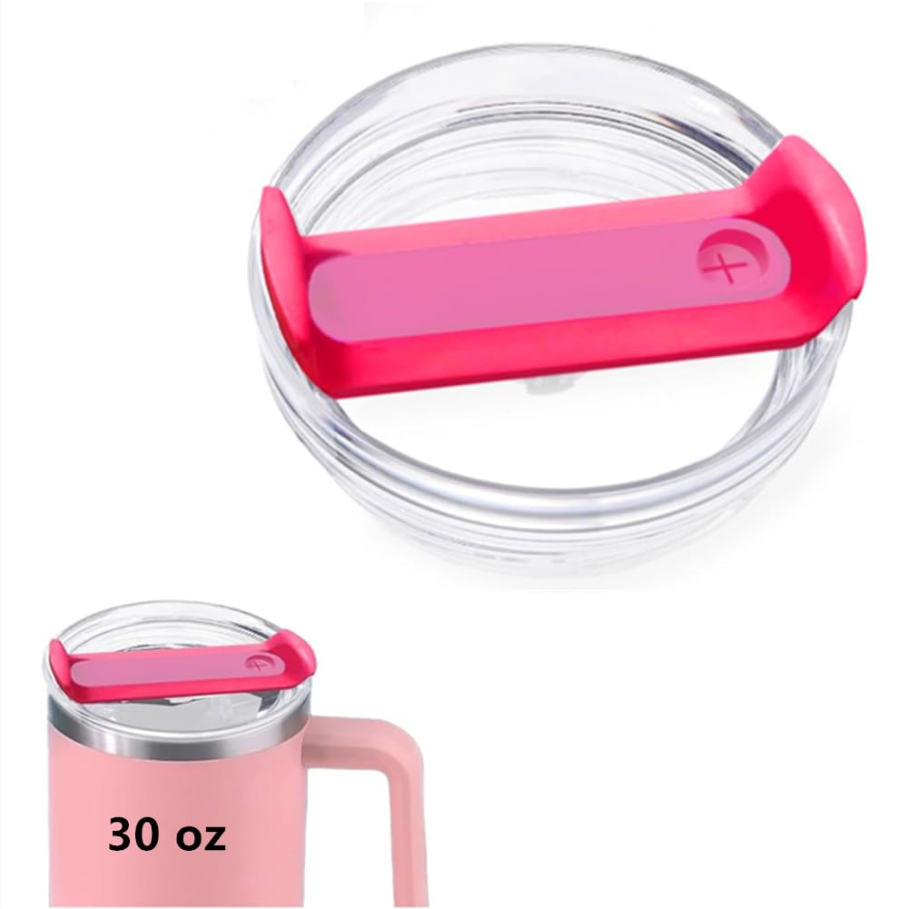Photo 1 of 30 oz Tumbler Lid Replacement Fit for Stanley Cup,Clear Replacement Lids,30 oz Tumbler Covers for Stanley Cup Accessories,1 Pack (Hot Pink)