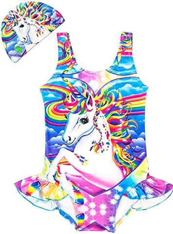 Arielno Girls One Piece Rainbow Unicorn Swimsuit Cherry Ice Cream Bathing Suits
