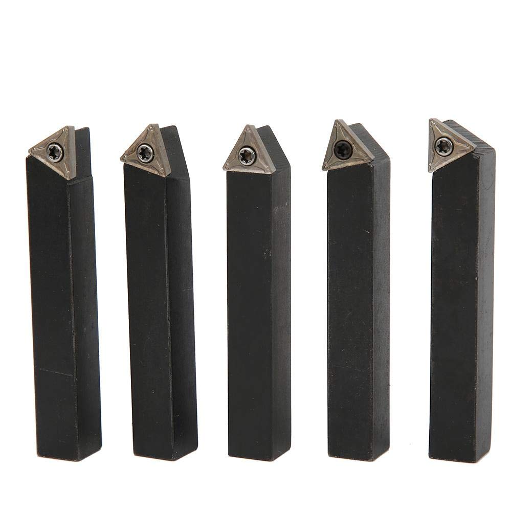 5Pcs 3/8in Lathe Turning Tool Holder Cemented Carbide Indexable Lathe