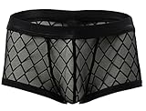 Men's Sexy Mesh Sheer Boxer Briefs Underwear Black Trunks Underpants