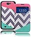 Bastex Note 2 Case, Heavy Duty Unique Flip Stand Case with Card Holder, Split Pink/Teal Color Chevron Design for Samsung Galaxy Note 2 N7100