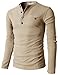 H2H Authentics Men's Long Sleeve Waffle Henley Beige US M/Asia L (KMTTL062)