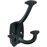 Amerock H37004MB | Vicinity Triple Prong Decorative Wall Hook | Matte Black Hook for Coats, Hats, Backpacks, Bags | Hooks for Bathroom, Bedroom, Closet, Entryway, Laundry Room, Office