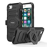 MoKo Case for iPhone 7, Shock Absorbing Hard Cover Ultra Protective Heavy Duty Case with Holster Belt Clip + Built-in Kickstand for Apple iPhone 7 4.7 Inch (2016) - Black