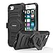 MoKo Case for iPhone 7, Shock Absorbing Hard Cover Ultra Protective Heavy Duty Case with Holster Belt Clip + Built-in Kickstand for Apple iPhone 7 4.7 Inch (2016) - Black