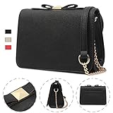 Small Crossbody Purse Wallet Pu Leather Bags with Bowknot Chain Strap for Women Shoulder Handbags (Black)