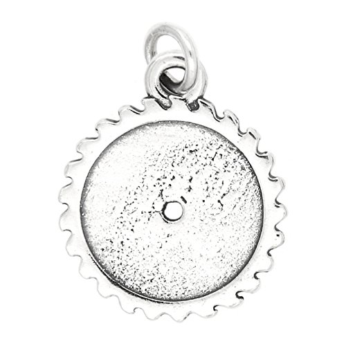 Sterling Silver Oxidized Saw Blade Charm Pendant - Thumbnail 2
