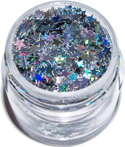 Silver Movie Stars Dazzlers Die Cut 1/8" Shapes Glitter 1 Oz. Jar (D45)