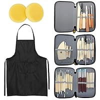 Blisstime Set of 42 Clay Sculpting Tool Wooden Handle Pottery Carving Tool Kit