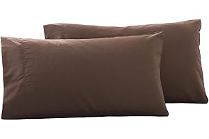 JUNN SHENN Microfiber Queen Bed Pillowcases 2 Pack, Super Soft Bed Pillow Covers Envelope Closure, Wrinkle, Fade and Stain Resistant, 20x30, Coffee