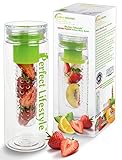 iPerfect Lifestyle Infuser Water Bottle - Best Fruit Infusion Bottle Made of TRITAN Copolyester - Ebooks Included - Pull Out Middle Fruit Basket Style