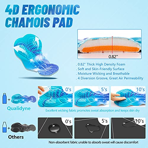 qualidyne Men's Cycling Shorts with Phone Pockets,4D Padded Bicycle