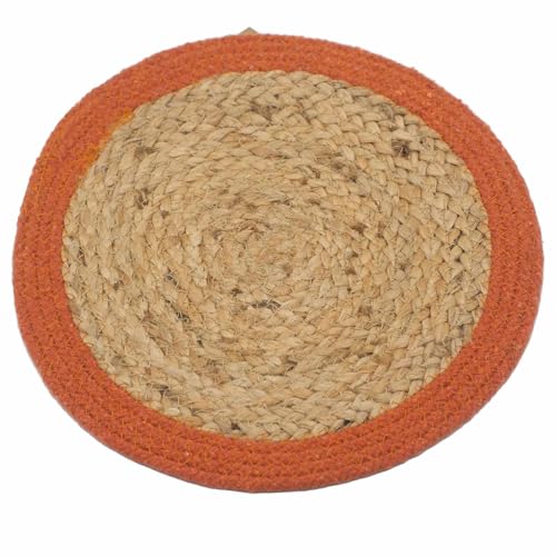 Natural Place Mat Jute & Cotton 30cm Clay Border Dining... en promo sur Amazon
