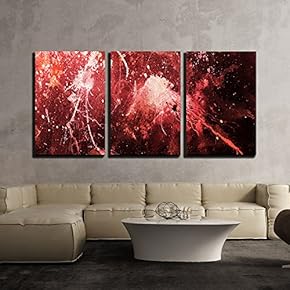 3 Piece Canvas Wall Art - Abstract Painting with Blurry and Stained Structure. Color Effect and Computer Collage - Modern Home Art Stretched and Framed Ready to Hang - 16"x24"x3 Panels