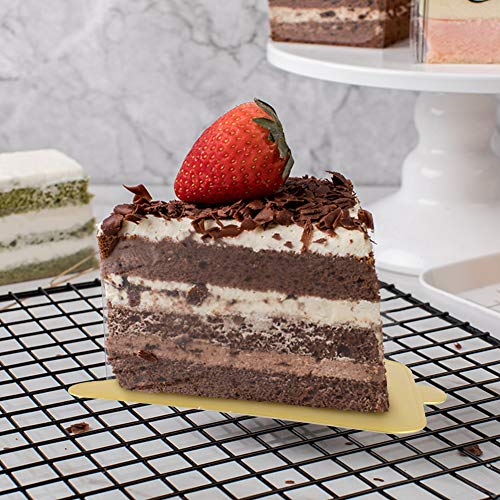 HANSGO Mini Cake Board, 100PCS Triangle Cake Bases Mousse Cake Cardboards Dessert Display Trays Golden Pastry Plates