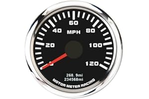 MOTOR METER RACING W Pro Series 52mm 2-1/16" GPS Speedometer Digital Odometer 120 MPH Black Dial White LED Waterproof for Car Truck Marine Boat Yacht Motorcycle