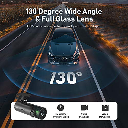 70mai Smart Dash Cam 1S Wi-Fi with 1080P Full HD 1/2.9 Inch Sony CMOS 130° Wide Angle Emergency Recording, APP Control Dashboard, Car Camera Recorder with Night Vision, G-Sensor