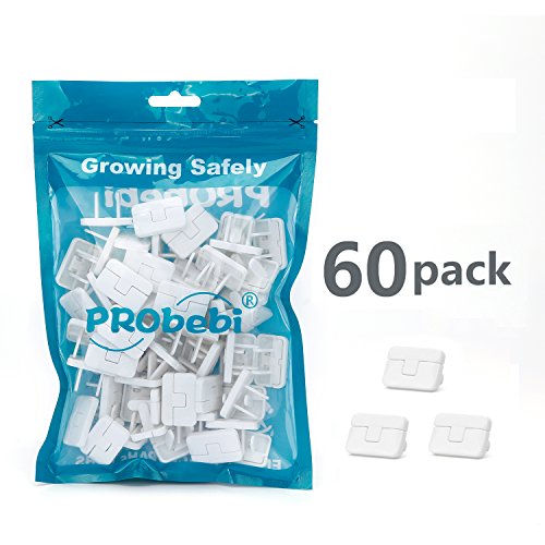 Outlet Plug Cover, PRObebi Baby Safety Plug Covers, Socket Cover No Easy to Remove by Children Keep Prevent Baby from Accidental Shock Hazard, 60 Pack White