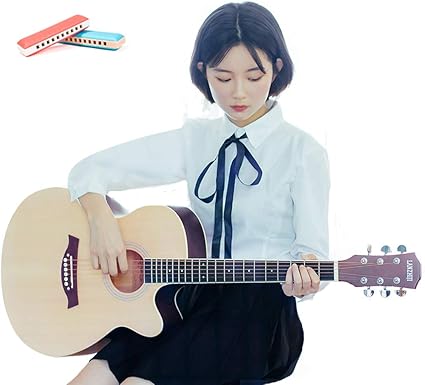 Amazon Ranbow 可愛いギターlサイズ 上質なトウヒ材 アコースティックギター クラシックギター 40寸41寸 男女用大人用初心者 アコースティックギターセット 楽器
