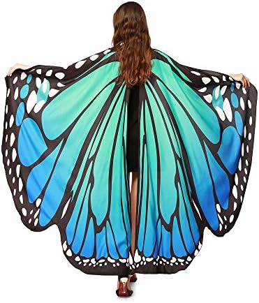 Novelty Print ChiffonButterfly Shawl,Women Girls Butterfly Wings Dance Shawl Scarves Ladies Nymph Pixie Poncho Costume Party Photo Cosplay Accessory