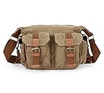 MiCoolker Men's Casual Satchel Bag Canvas Military Crossbody Shoulder Bag Daily Schoolbag Travel Messenger Purse for 13 inch Laptop