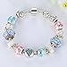 YOUFENG Love Beads Charms Bracelet for Girls and Women Murano Glass Beads Rose Flower Charms Amethyst Bracelets (Colorful Heart Charm Bracelet)