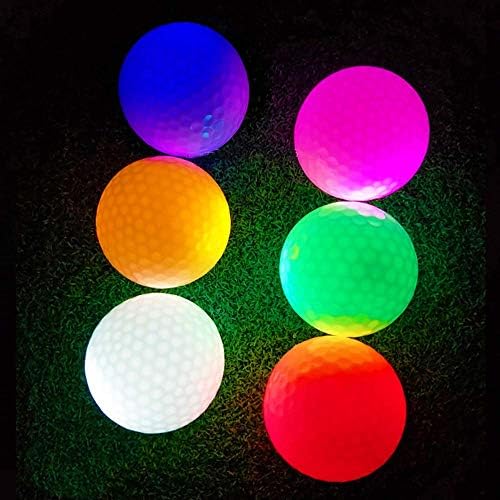 TOBWOLF 6PCS LED Golf Balls, Long Lasting Bright Glow in The Dark Golf Balls, Multi Color Light Up Golf Practice Balls, Luminous Golf Accessories for Night Sports – Assorted Color