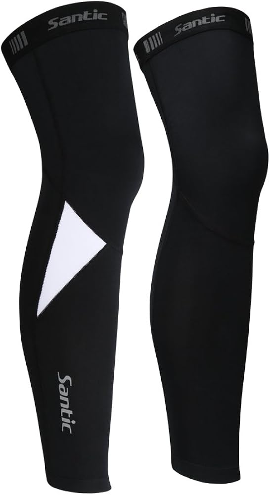 Santic Cycling Leg Warmers Thermal Fleeced Wind Proof Soft Shell Knee Warmer Black : Clothing