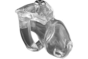 HT-V5 Click & Lock Clear Design Resin Male Chastity Device Cock Cage 5 Sizes Penis Ring with Exclusive Keys (S-45mm ring)