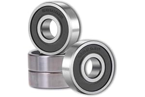 SHKI ［4 Pack］6203-2RS Ball Bearings – Bearing Steel and Double Rubber Sealed Miniature Deep Groove Ball Bearings for Electric Motor (0.67in x 1.57in x 0.47in)