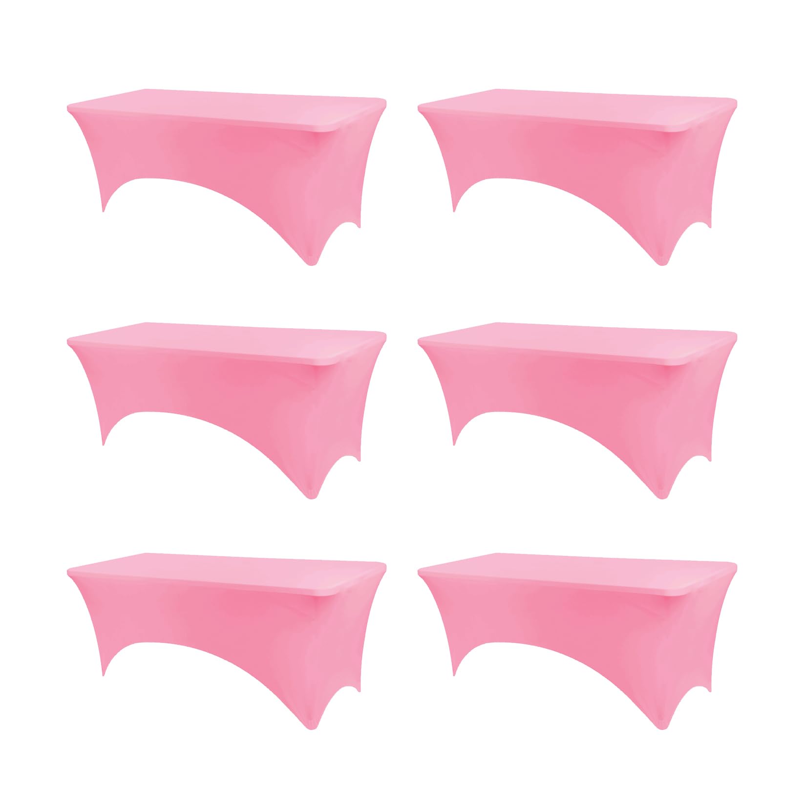 BDDC Table Covers for 6 Foot Tables, 6 Pack Hot Pink Washable and Wrinkle Resistant Stretch Tablecloths Rectangle 6ft for Events, Wedding, Banquets, Parties Image