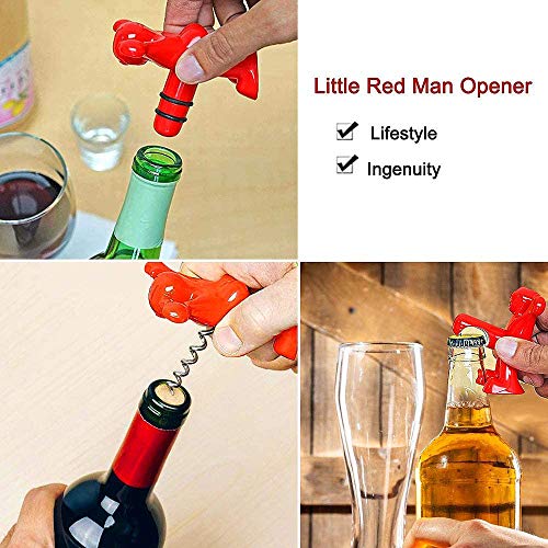 Faraone4w 3 in 1 Wine Opener Set, Happy Man Bottle Opener, Wine Bottle Stoppers Wine Bottle Corkscrew Beverage Bottle Stopper Corkscrew, Novelty Set - Gift Set - Wine Saver