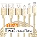 BCXY Nylon Braided Cable for iPhone Charger, 3PACK 3FT/6FT/10FT USB Charging Cord for iPhone X/ 8/8 Plus/ 7/7 Plus/ 6/6 Plus/ 5/ 5S/ iPad iPod (Gold)