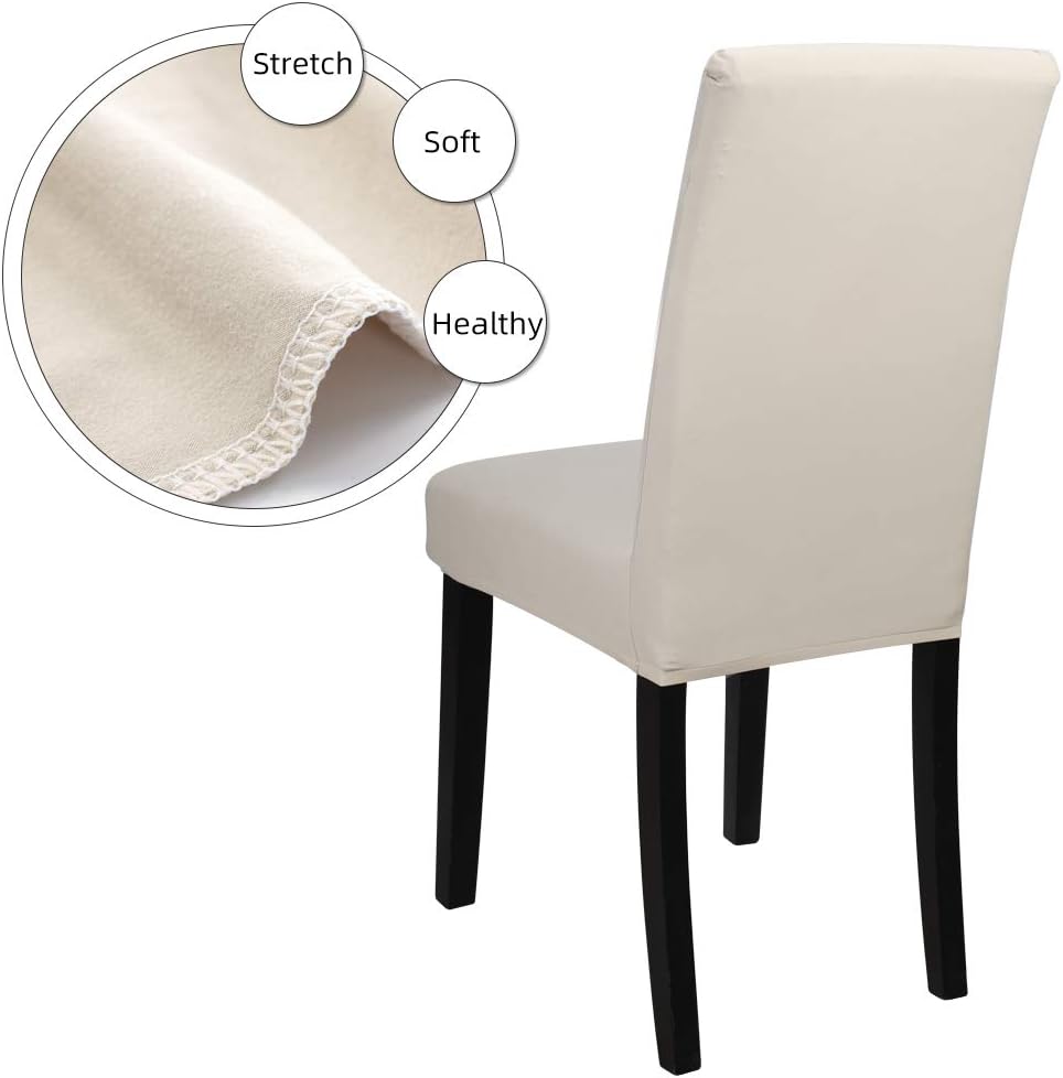 Fuloon 6 Pack Super Fit Stretch Removable Washable Short Dining Chair Protector Cover Seat Slipcover for Hotel,Dining Room,Ceremony,Banquet Wedding Party (Cream-Coloured): Kitchen & Dining