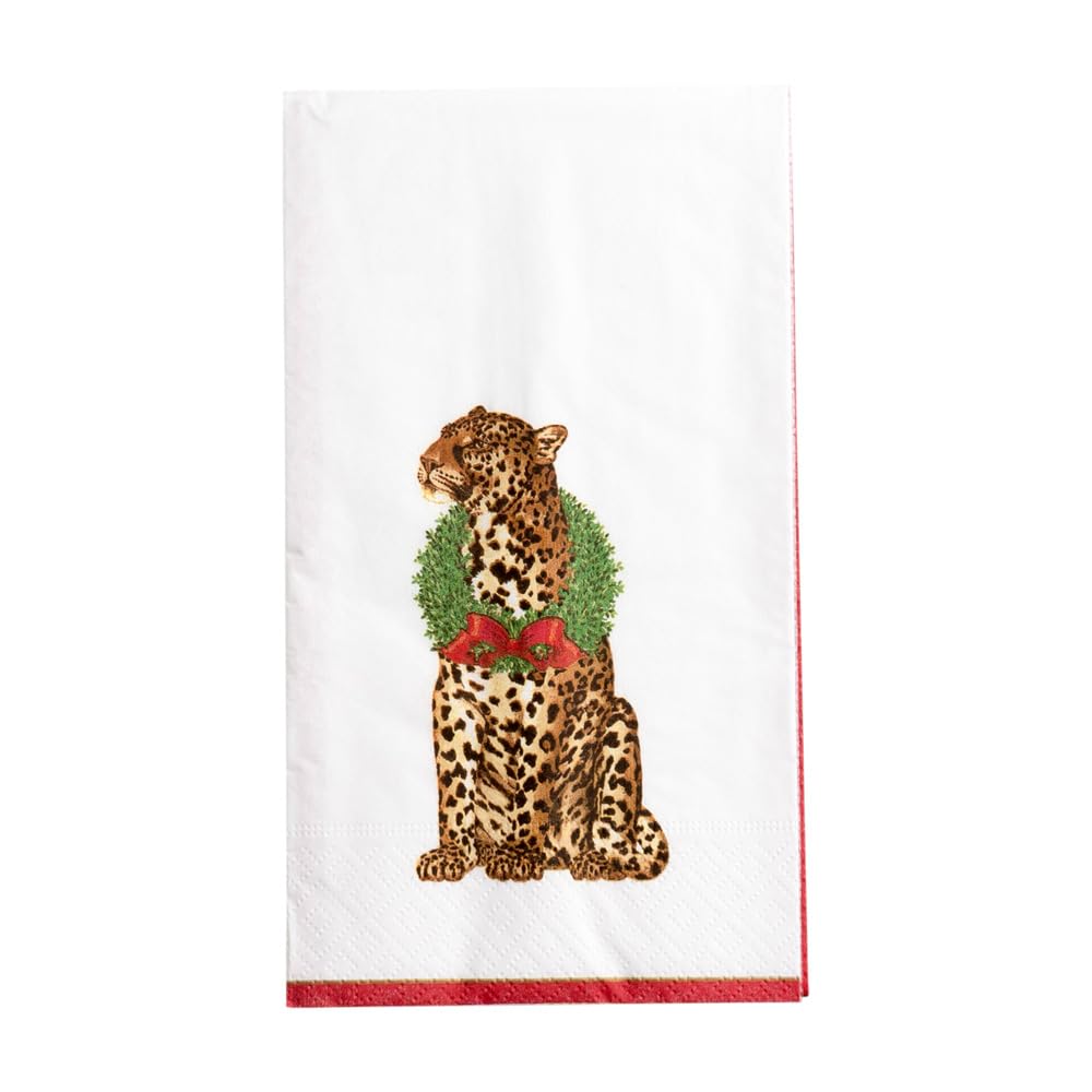 Entertaining with Caspari Wild Christmas Guest Towels, Ivory, Pack of 15