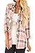Jug&Po Womens Casual Cuffed 3 4 Long Sleeve Plaid Button Down Shirts Blouse Tops (X-Large, SZ Pink)