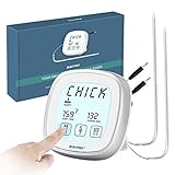 Touchscreen Oven Thermometer, RISEPRO Digital Meat BBQ Cooking Thermometer & Timer Accurate Outdoor Grill Cooking Temperature Kitchen Thermometer with 2 Stainless Steel Probe EN2022